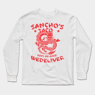 Mexican Party Shirt, Big Taco Text Shirt, Funny Food Shirts, Funny Taco T Shirt, I love Tacos T Shirt, I Wonder if Tacos Think About Me Too Long Sleeve T-Shirt